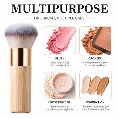 Wooden Handle Makeup Brush Professional Foundation Brush Kabuki Brush Soft Bristles