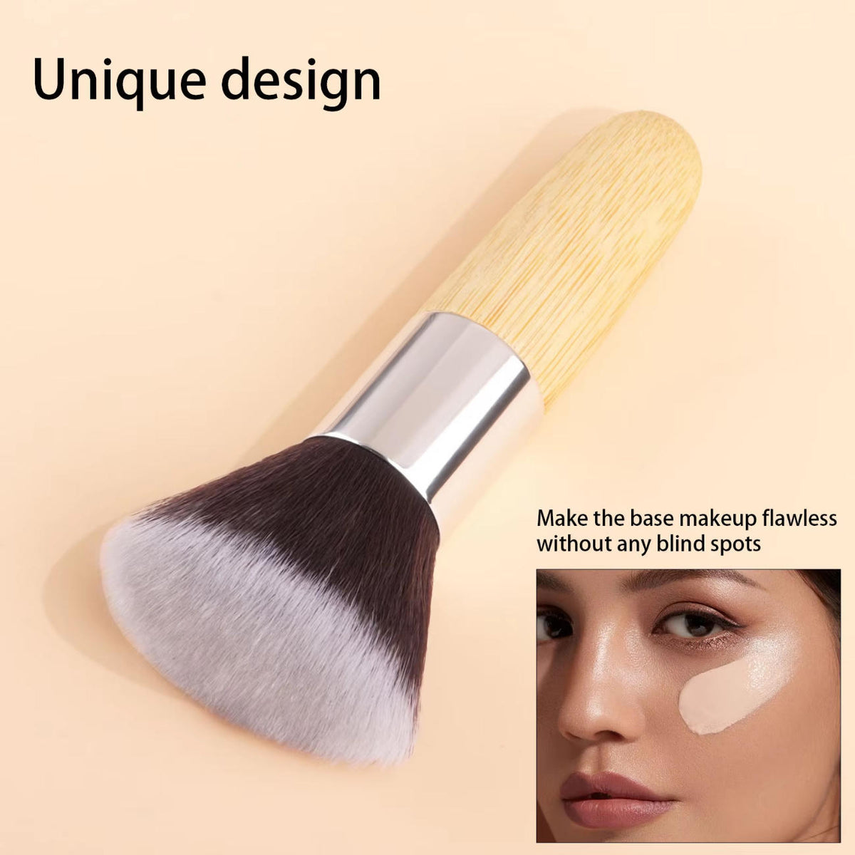 Wooden Handle Makeup Brush Professional Foundation Brush Kabuki Brush Soft Bristles