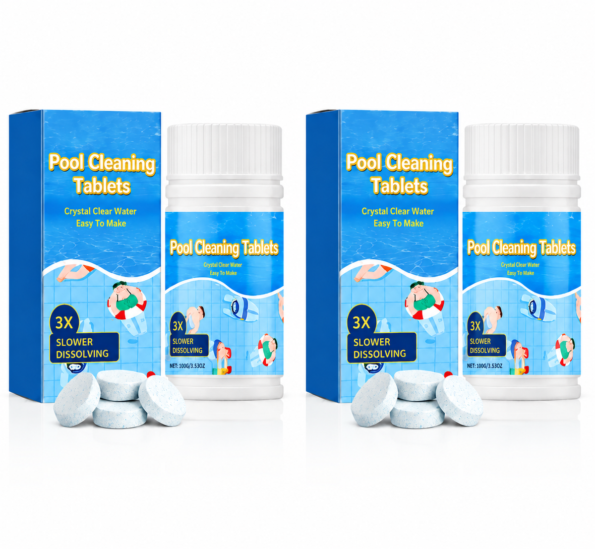 🏊 Crystal Clear Pool All Season Long Pool🏊 Cleaning Tablets